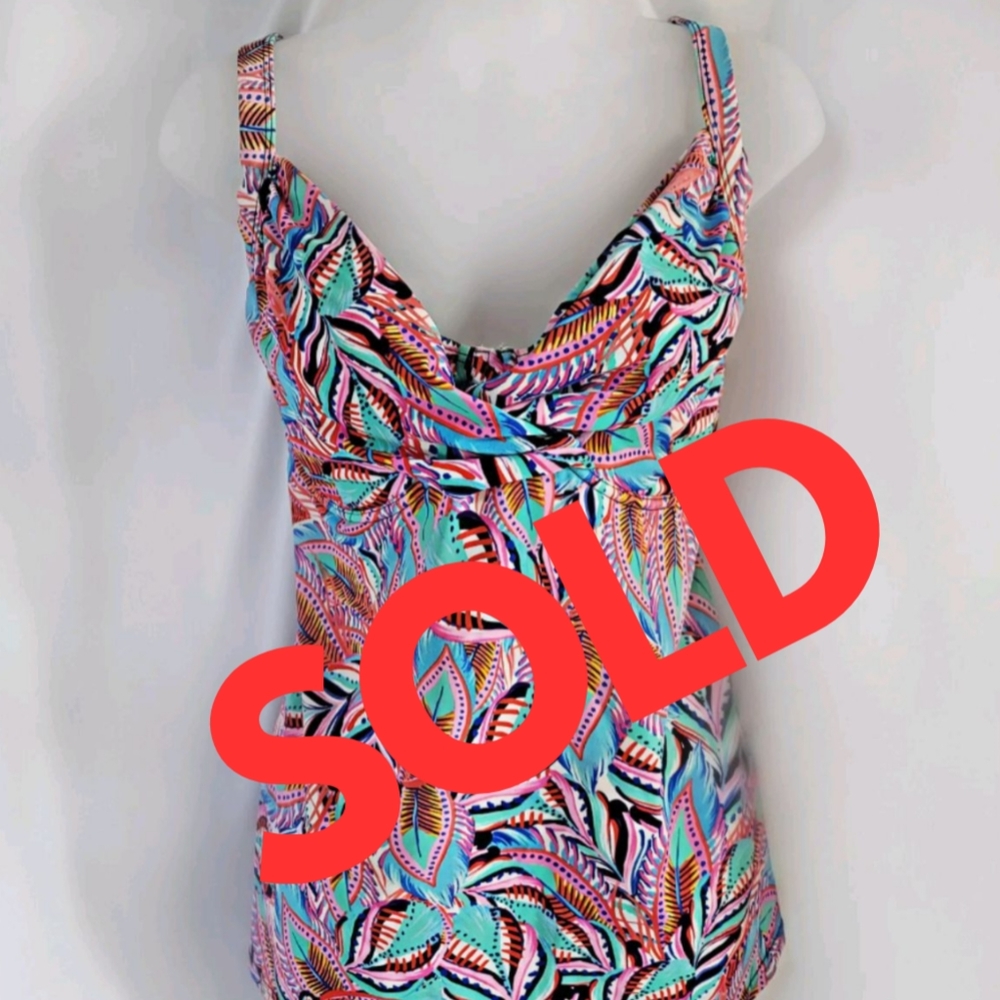 Multicolor Tropical Print Tankini Swim Top – Womens Size 20W